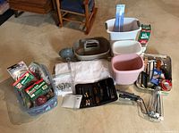 Group shot of all items spread on floor