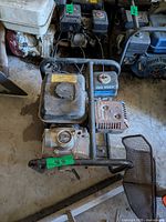 Full view of pump in steel frame showing engine and pump housing