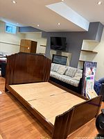 assembled bed frame with platform panels inserted