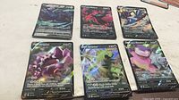 All six Pokémon V cards laid out in two rows