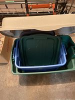 Hand truck and nested plastic totes with lids