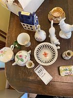 Top view showing all nine porcelain pieces