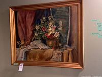 Full view of framed still life painting on wall