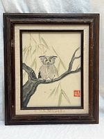 Full view of framed owl painting