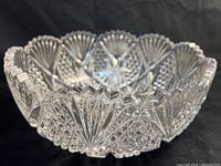 overall view of crystal bowl showing pattern and scalloped rim
