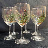 Group of five Spode Christmas Tree wine glasses