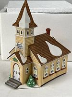 Front and right side view of porcelain Sleepy Hollow Church building