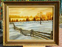 Full view of framed oil painting