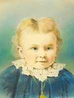 Close-up of portrait showing girl’s face and detailing