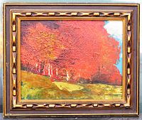 Framed oil on board painting front view