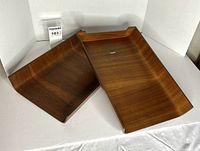 Top view of both teak trays showing size and wood grain