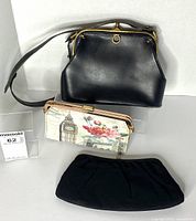 All three purses shown together, front view