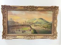 Full view of framed landscape artwork