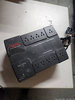Top view showing APC Back-UPS ES 750 with eight outlets and front controls