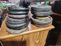 Two stacks of cast-iron plates