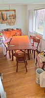 Dining table with six chairs, overall view