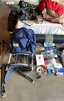 Overall view of backpack, sleeping bag, pad and accessories