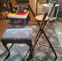 Fern stand and foot stool side by side