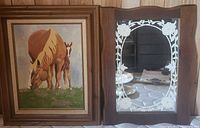 Horse painting and mirror side by side