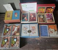 Overview of all playing card decks and rules booklet