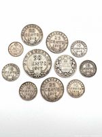 Group shot reverse sides showing denominations and dates