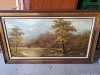 Full view of Arno Lemke oil landscape in frame