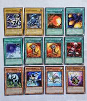 Front view of all 12 Yu-Gi-Oh cards