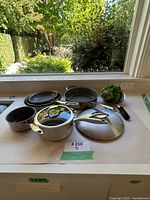 Group shot of all cookware pieces on countertop