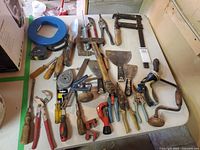 All tools laid out showing variety and condition