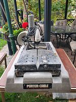 Front top view showing full saw, sliding table, and overall condition