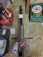 Top view of rectangular steel tube press frame with screw assembly and handle