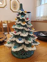 Full view of ceramic Christmas tree on base