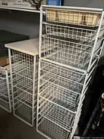 Full view of tallest unit and adjacent units showing basket configuration