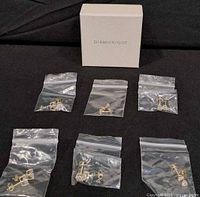 All six pairs of earrings in resealable bags with Diamonique box