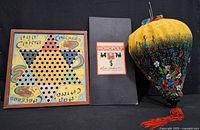 Monopoly long black box, Chinese Checkers board, floral lantern