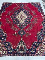 Full view of Persian rug showing complete pattern and colours
