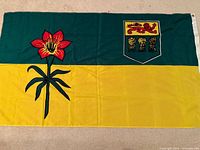 Full view of Saskatchewan flag showing design and overall condition