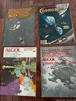 Front covers of four magazines—three Algol issues and one Cosmos issue