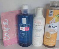 Front view of all four bath products lined up