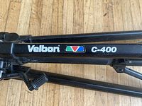 Close-up of leg showing Velbon logo and C-400 model