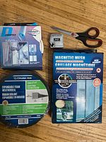 Front view of all five items showing packaging fronts and tools