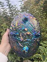 underside showing iridescent finish, harvest pattern and feet