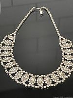 Full view of 16" rhinestone necklace laid flat