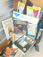 Overview of box with books and binders