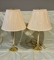Pair of lamps with shades displayed together