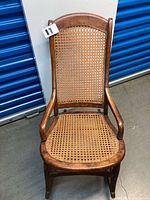 Front view of cane bentwood rocking chair