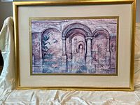 Arches print in gold frame showing entire artwork