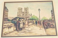 Full view of etching showing Paris scene and framing