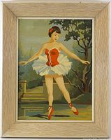 Front view of framed ballerina paint by number
