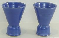 Front view of both blue double egg cups